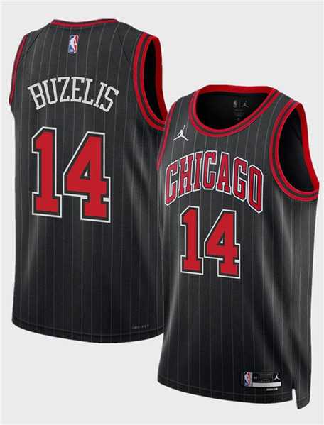 Mens Chicago Bulls #14 Matas Buzelis Black 2024 Draft Statement Edition Stitched Basketball Jersey Dzhi->chicago bulls->NBA Jersey